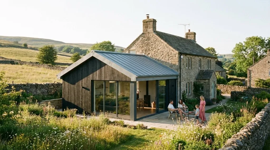 Traditional stone cottage with contemporary extension, Derbyshire