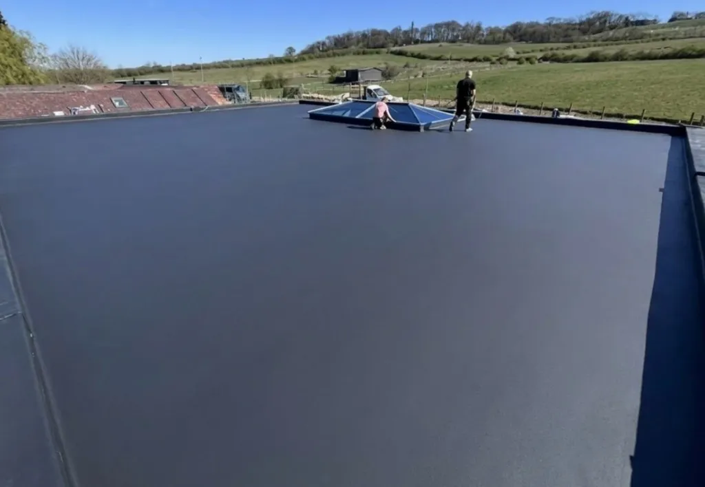Flat roof being finished on a residential building